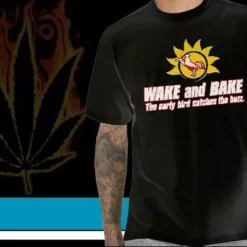 Bewild Cool Funny & Offensive Pothead & Stoner Tees - Wake & Bake T-Shirt