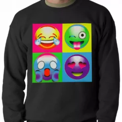 Bewild Block Print Emoji Faces Adult Crewneck