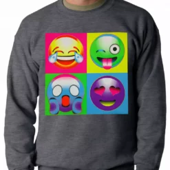Bewild Block Print Emoji Faces Adult Crewneck