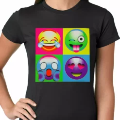 Bewild Block Print Emoji Faces Ladies T-shirt