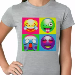 Bewild Block Print Emoji Faces Ladies T-shirt