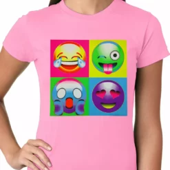 Bewild Block Print Emoji Faces Ladies T-shirt