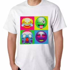 Bewild Block Print Emoji Faces Mens T-shirt Cool Funny & Offensive