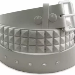 Bewild Belts Classic White Pyramid Studded Leather Belt