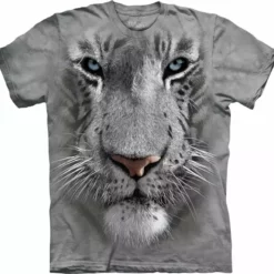 Bewild The Mountain Apparel White Tiger Big Face Men's T-Shirt