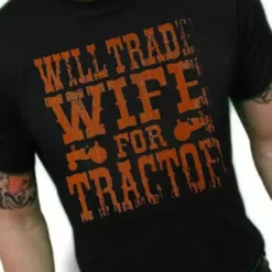 Bewild Men's T-Shirts Will Trade Wife For Tractor Vintage T-Shirt