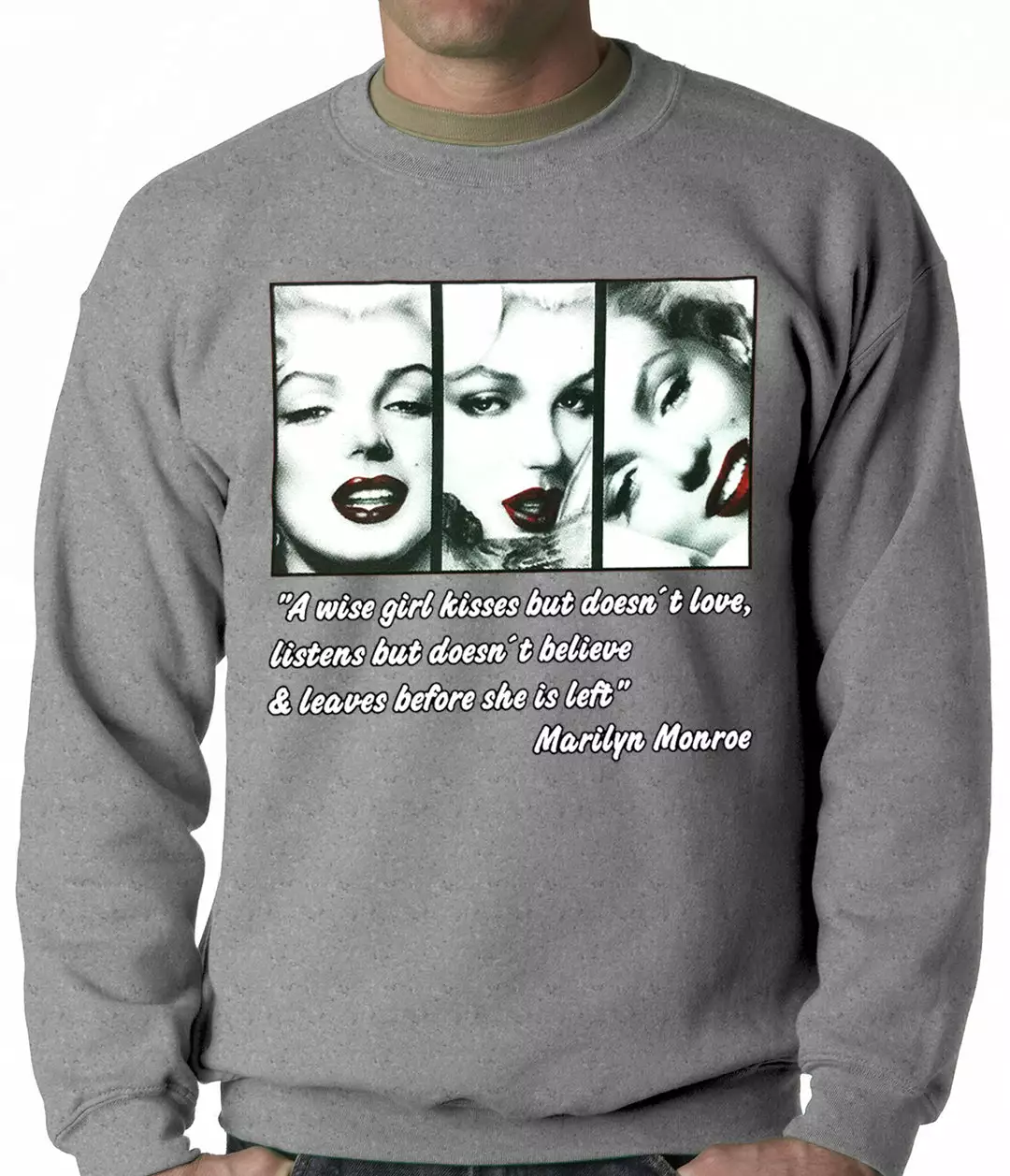 Bewild Wise Girl Marilyn Quote Adult Crewneck 4 Bewild Wise Girl Marilyn Quote Adult Crewneck