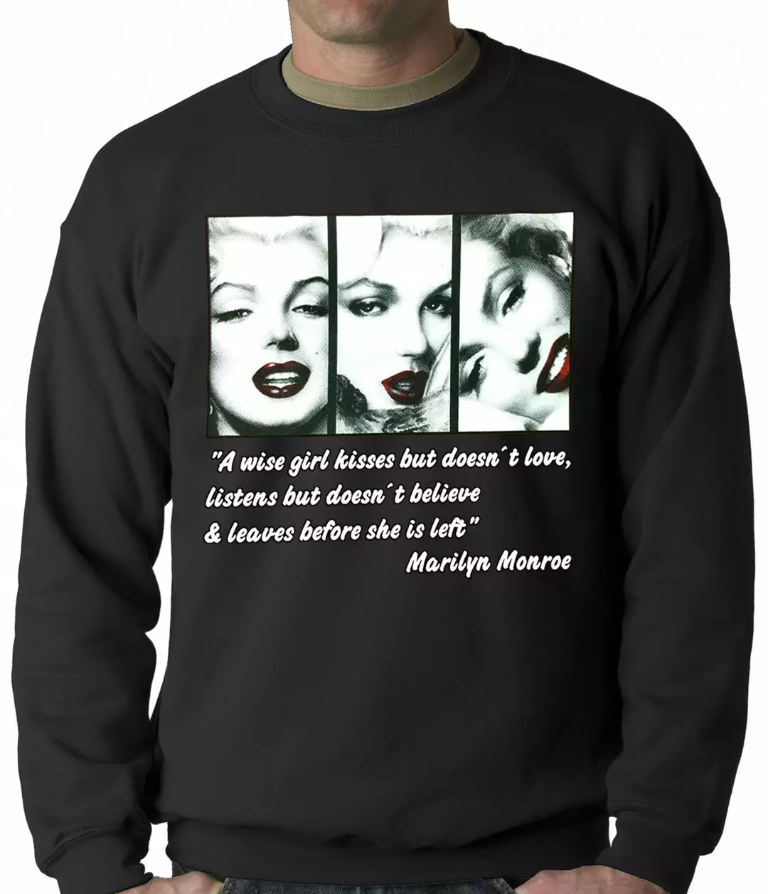Bewild Wise Girl Marilyn Quote Adult Crewneck 5 Bewild Wise Girl Marilyn Quote Adult Crewneck