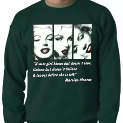 Bewild Wise Girl Marilyn Quote Adult Crewneck 14 Bewild Wise Girl Marilyn Quote Adult Crewneck