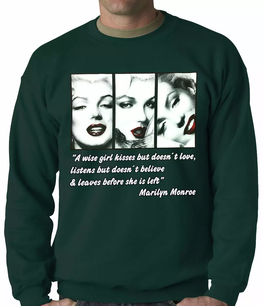 Bewild Wise Girl Marilyn Quote Adult Crewneck 6 Bewild Wise Girl Marilyn Quote Adult Crewneck