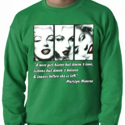 Bewild Wise Girl Marilyn Quote Adult Crewneck 15 Bewild Wise Girl Marilyn Quote Adult Crewneck