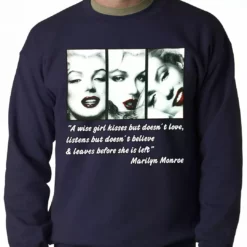 Bewild Wise Girl Marilyn Quote Adult Crewneck 16 Bewild Wise Girl Marilyn Quote Adult Crewneck