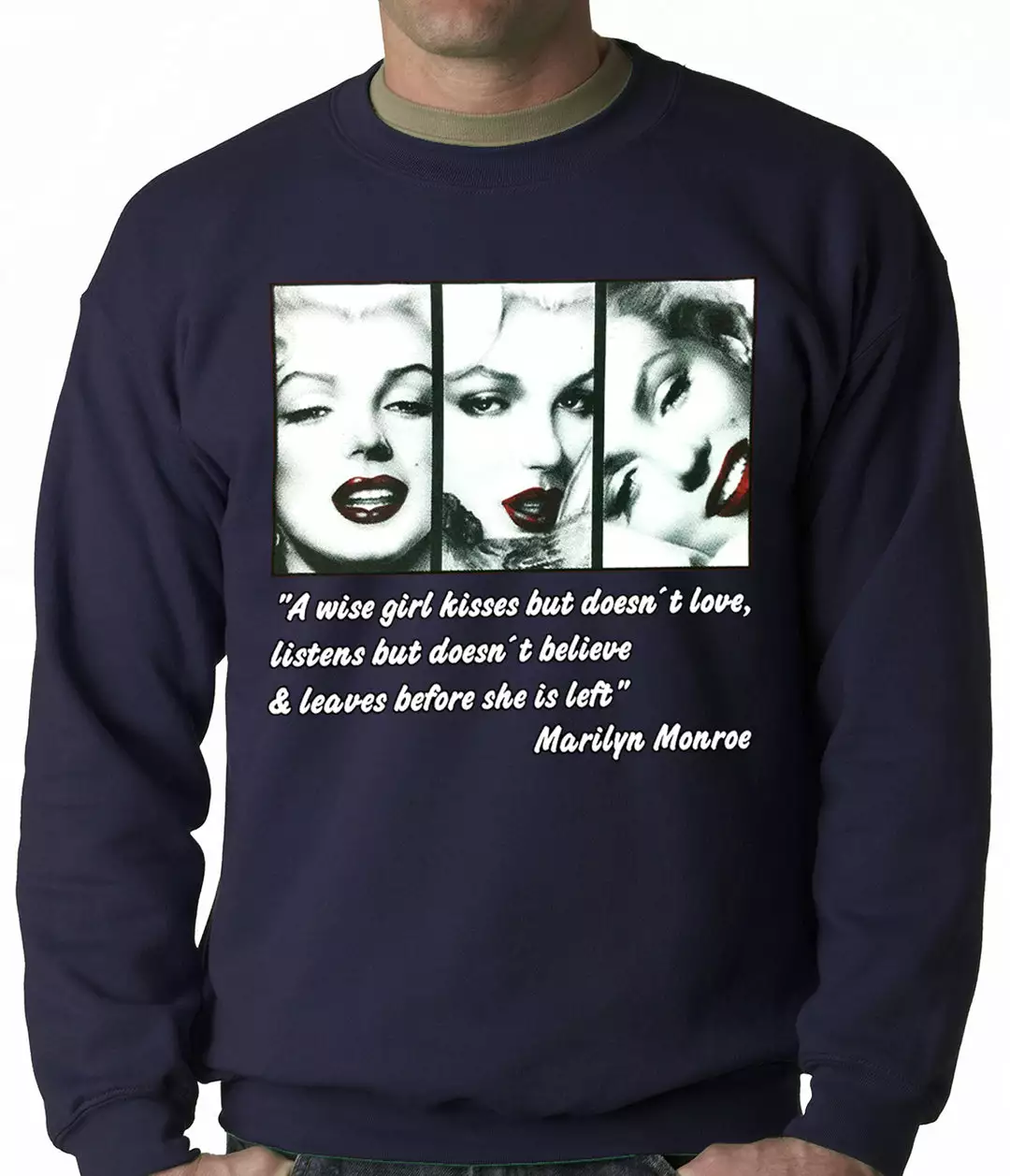 Bewild Wise Girl Marilyn Quote Adult Crewneck 8 Bewild Wise Girl Marilyn Quote Adult Crewneck