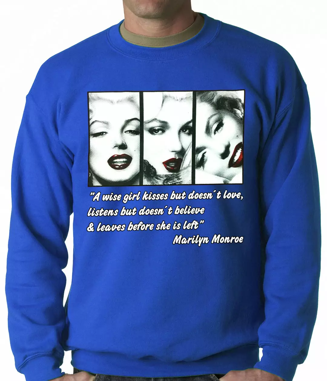 Bewild Wise Girl Marilyn Quote Adult Crewneck 10 Bewild Wise Girl Marilyn Quote Adult Crewneck